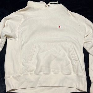 Beige champion hoodie size Medium style is Reverse Weave